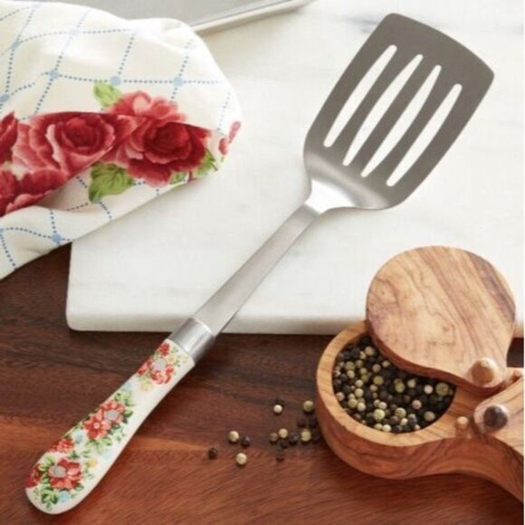 Pioneer Woman Vintage Floral Slotted Spatula Bakelite Handle Stainless Steel NEW - Picture 2 of 5